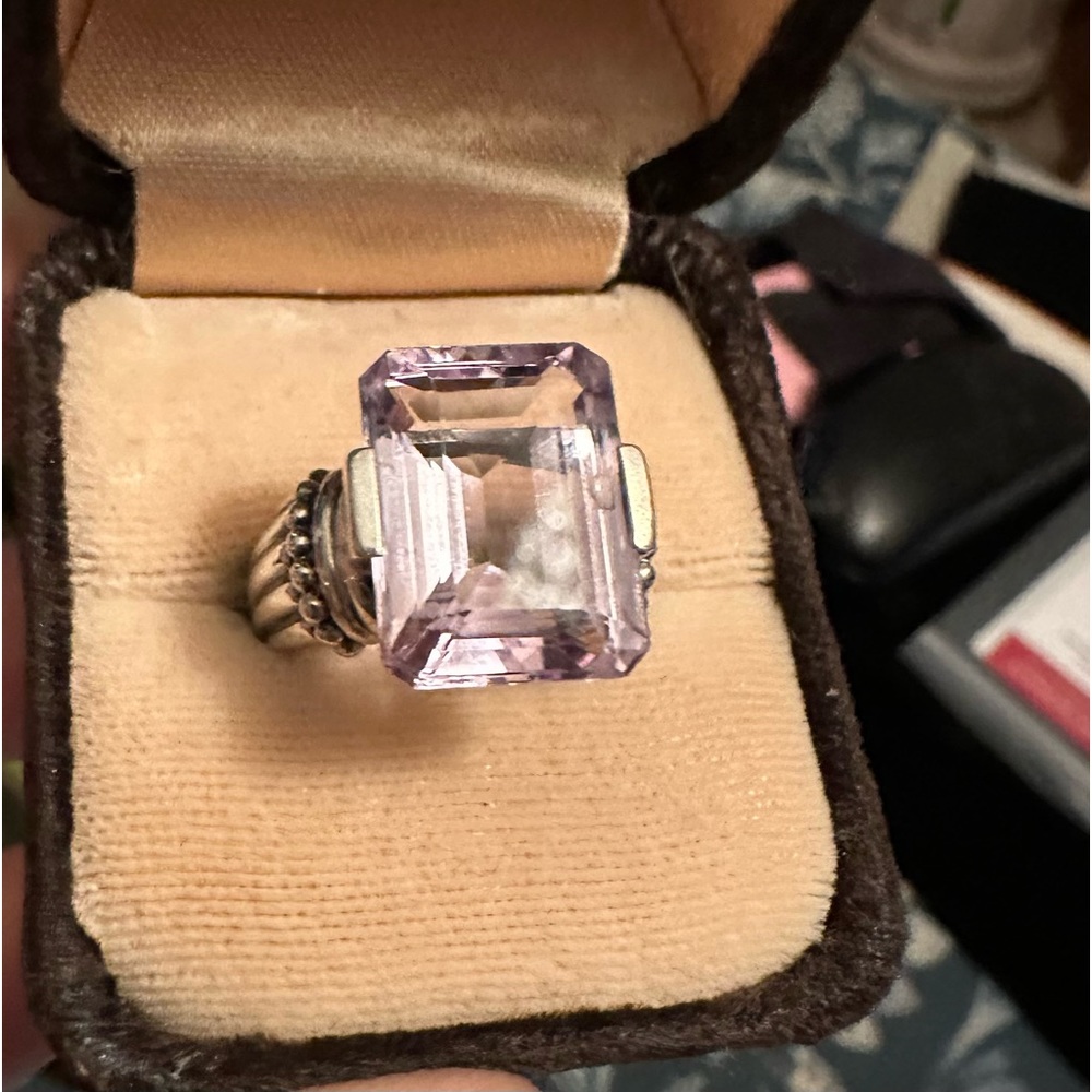 Sterling silver emerald cut amethyst ring sz 7